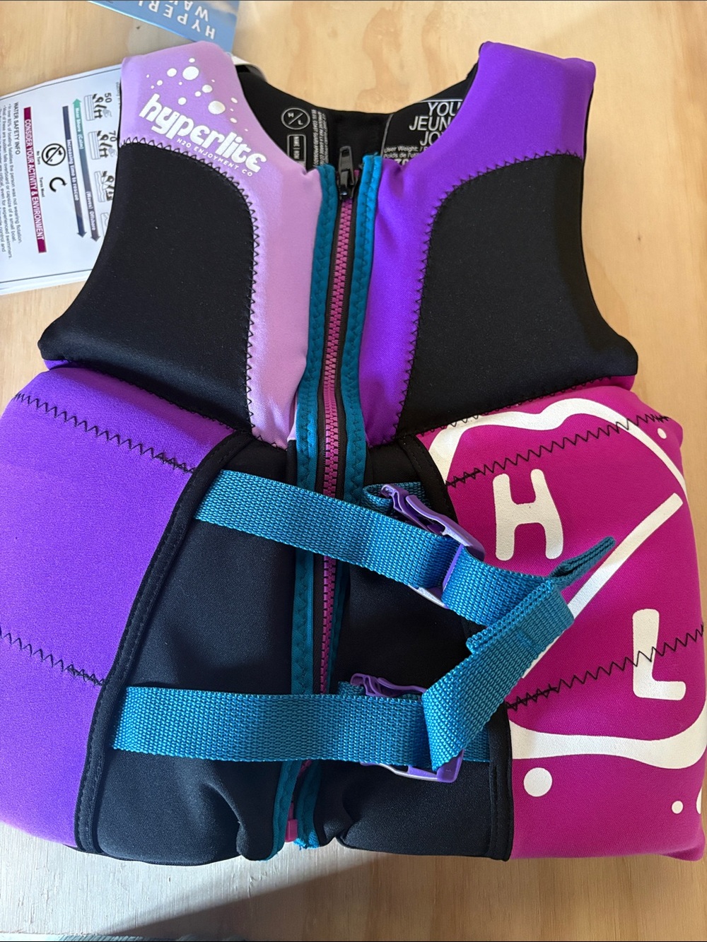 Hyperlite Kids' Purple & Pink Swim Rashguard Life Jacket